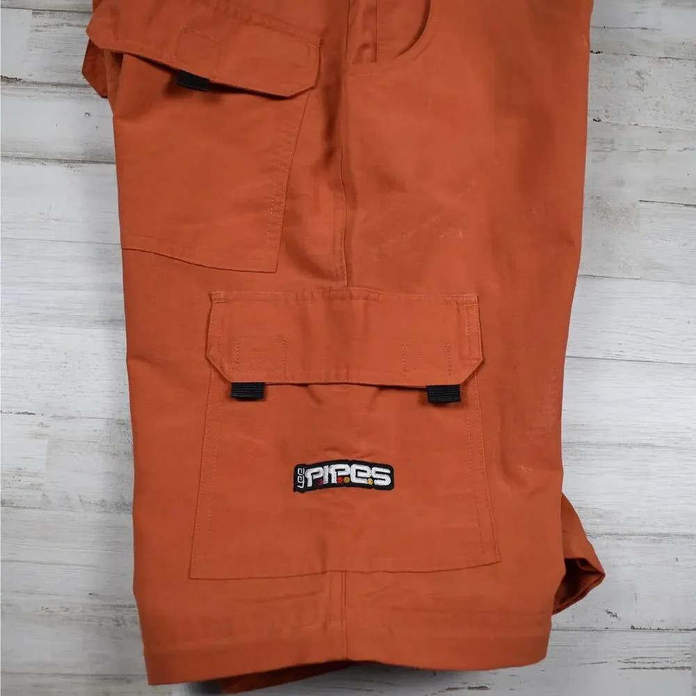 Vintage Lee Pipes Cargo Shorts Boys 14 Orange Skater Gorpcore Tech Wear 90s Y2K